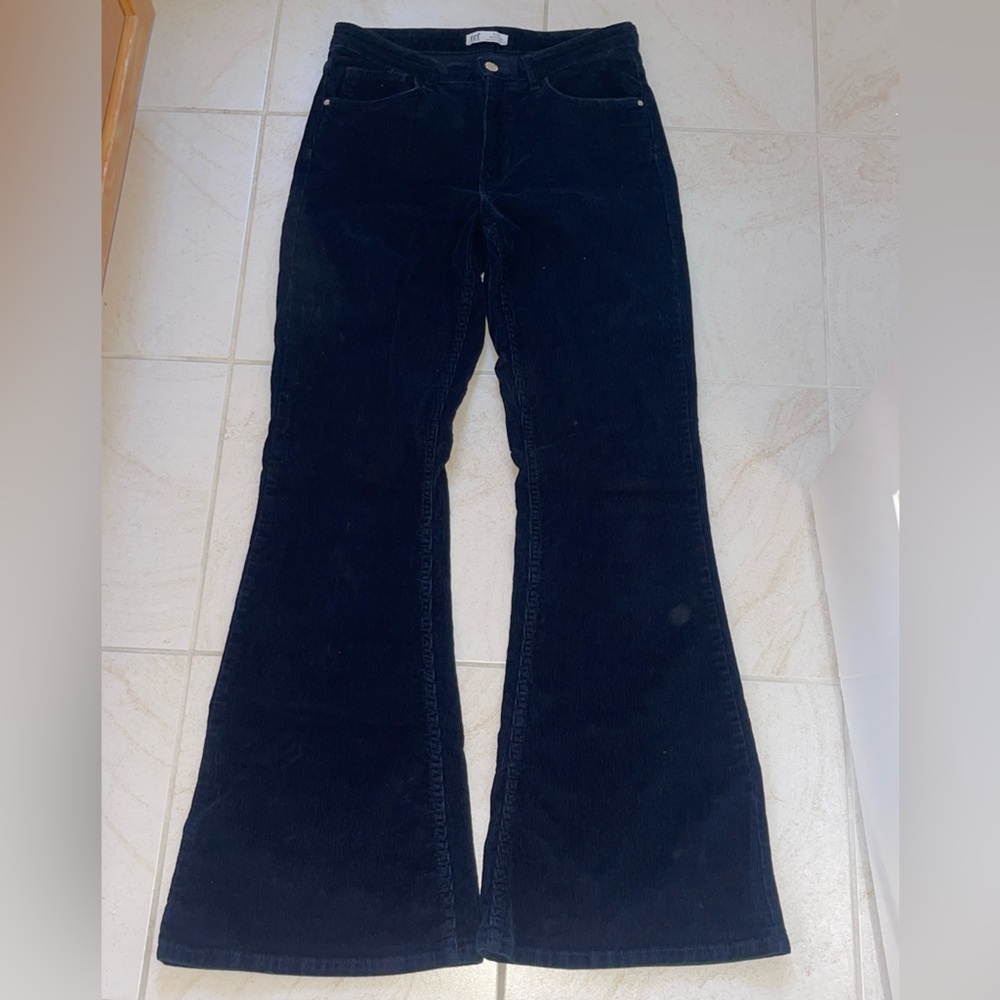 Blue Velvet Corduroy Bell Bottom Pants - Zara size 8